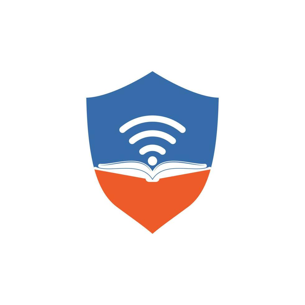 plantilla de vector de diseño de logotipo de libro wifi. elemento de diseño de logotipo de icono de libro wifi