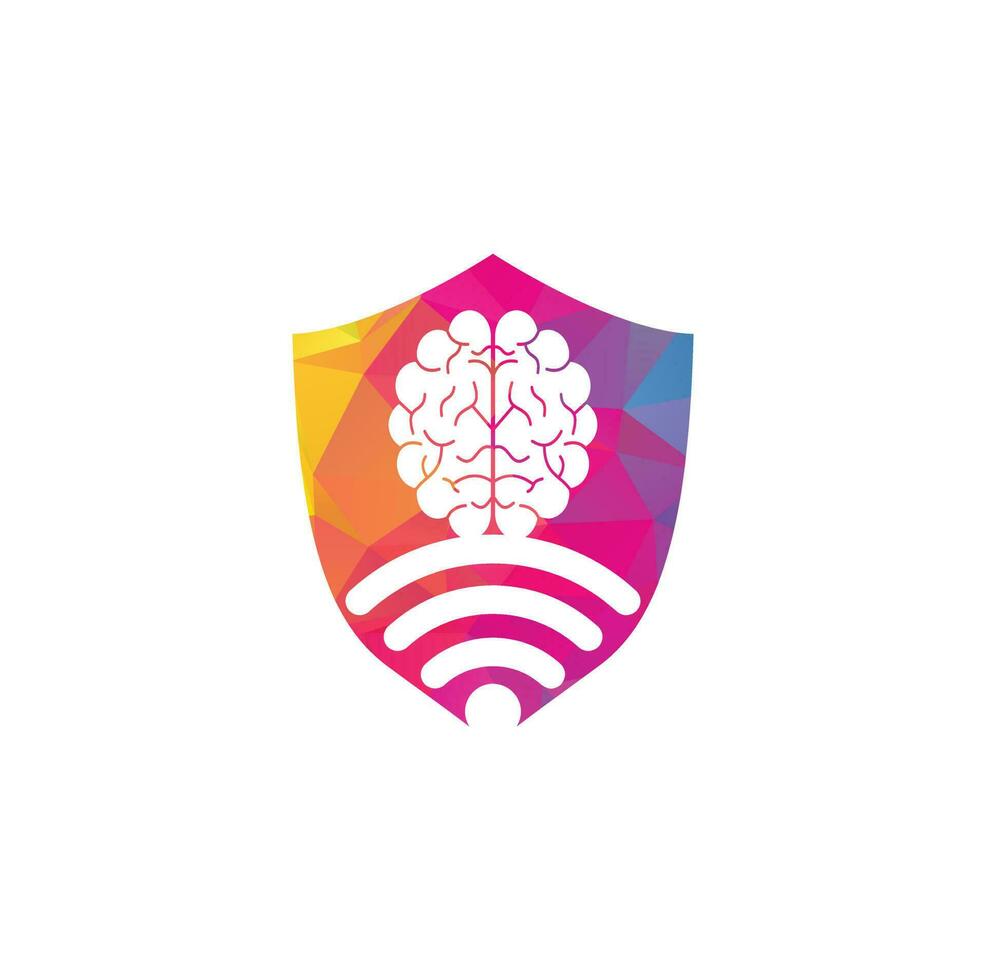 signo de diseño de logotipo de cerebro y wifi. educación, tecnología y antecedentes comerciales. icono del logotipo del cerebro de wifi. vector