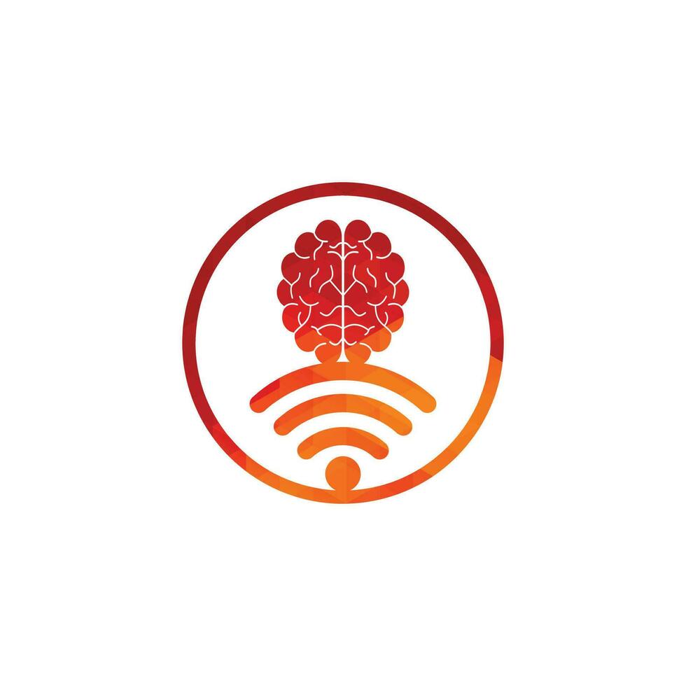 signo de diseño de logotipo de cerebro y wifi. educación, tecnología y antecedentes comerciales. icono del logotipo del cerebro de wifi. vector