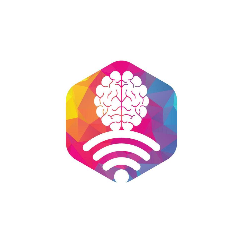 signo de diseño de logotipo de cerebro y wifi. educación, tecnología y antecedentes comerciales. icono del logotipo del cerebro de wifi. vector