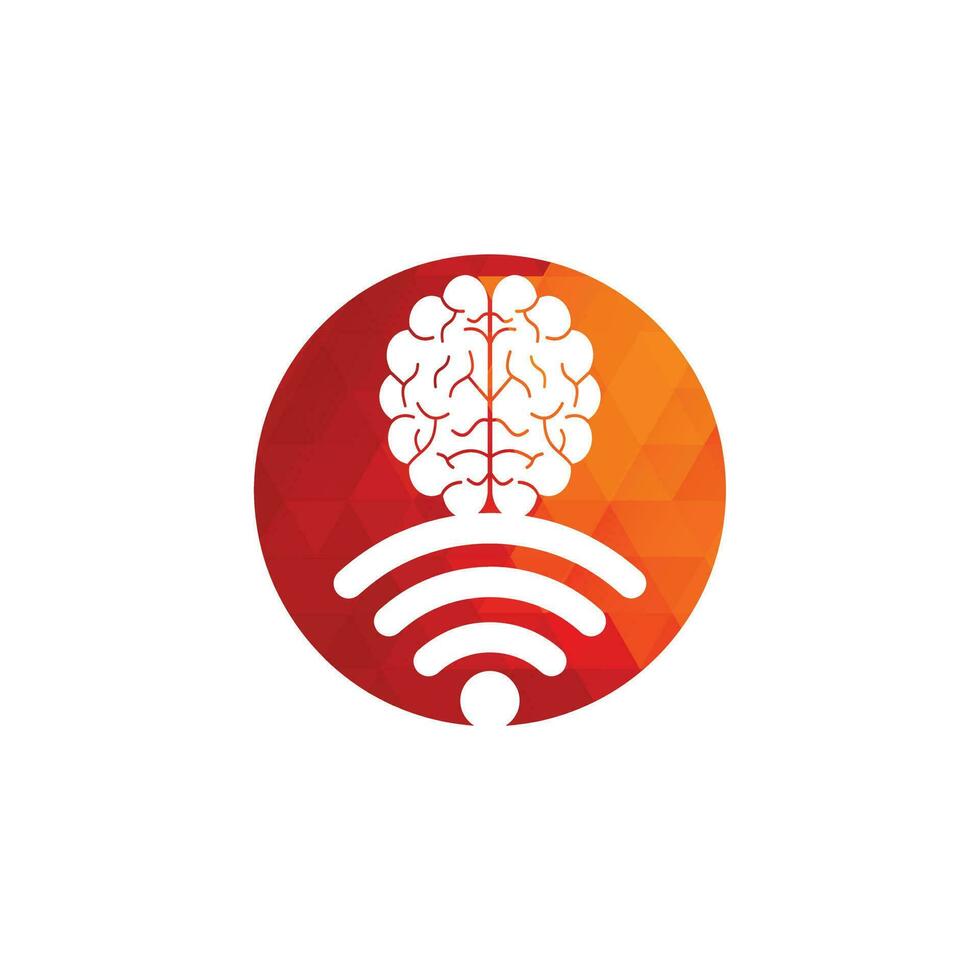 signo de diseño de logotipo de cerebro y wifi. educación, tecnología y antecedentes comerciales. icono del logotipo del cerebro de wifi. vector