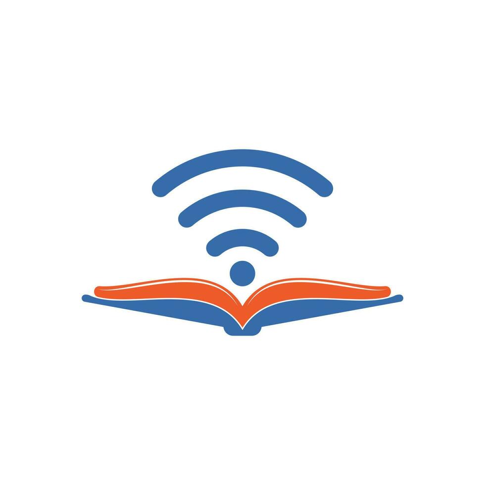 plantilla de vector de diseño de logotipo de libro wifi. elemento de diseño de logotipo de icono de libro wifi