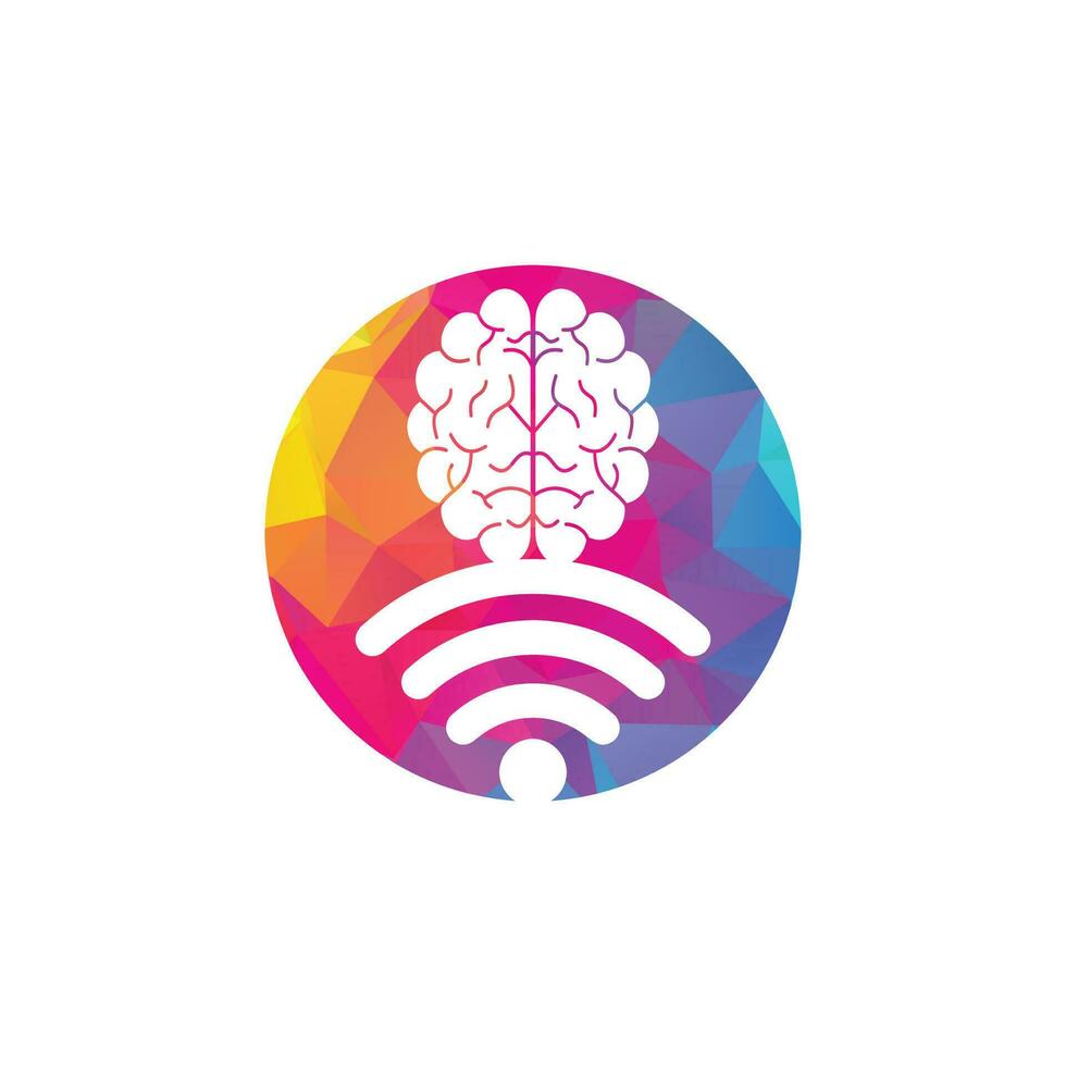 signo de diseño de logotipo de cerebro y wifi. educación, tecnología y antecedentes comerciales. icono del logotipo del cerebro de wifi. vector