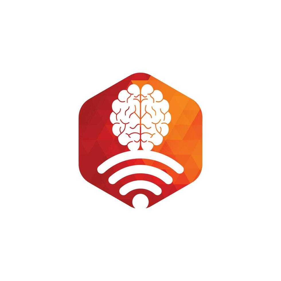 Brain and wifi logo design sign. Education, technology and business background. Wi-fi brain logo icon. vector