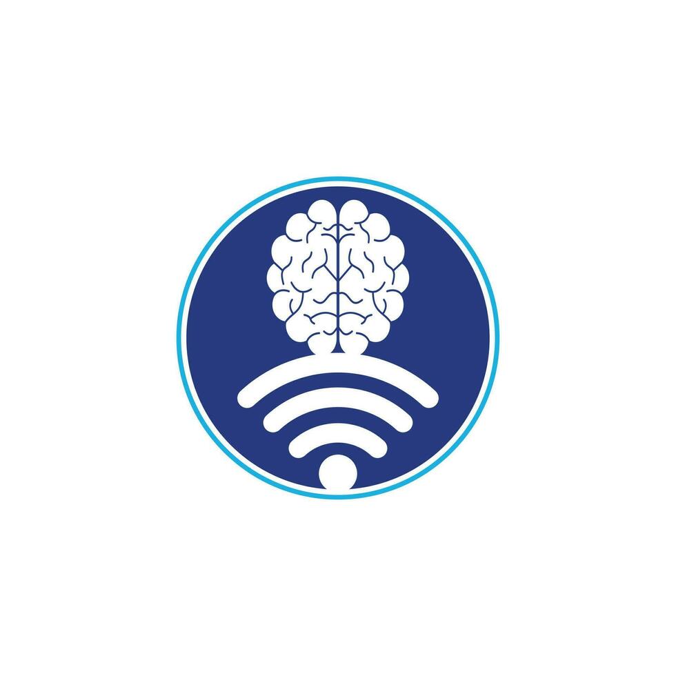 Brain and wifi logo design sign. Education, technology and business background. Wi-fi brain logo icon. vector