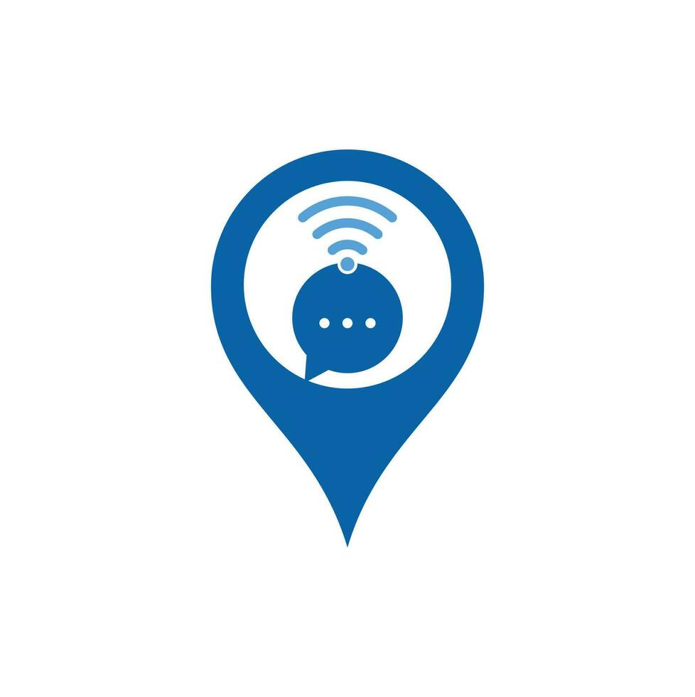 chat wifi mapa pin forma concepto logotipo diseño vector señal. icono de diseño de logotipo de wifi de chat
