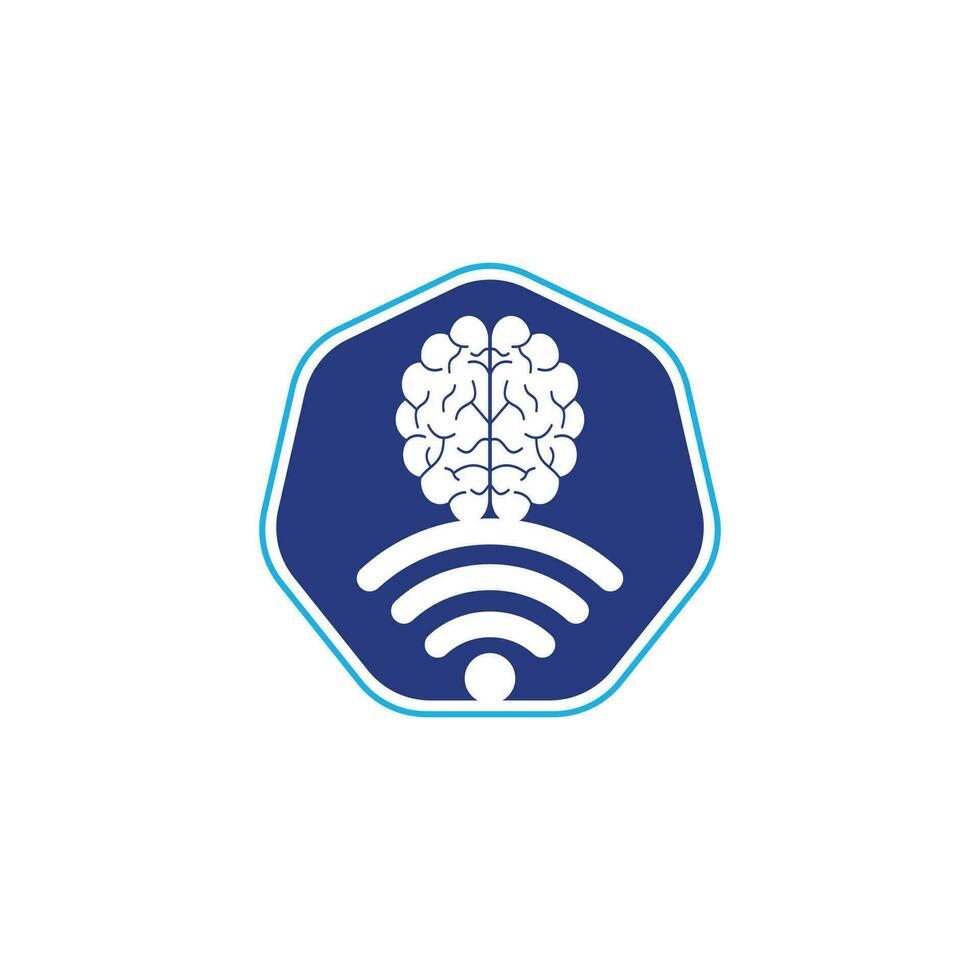 Brain and wifi logo design sign. Education, technology and business background. Wi-fi brain logo icon. vector