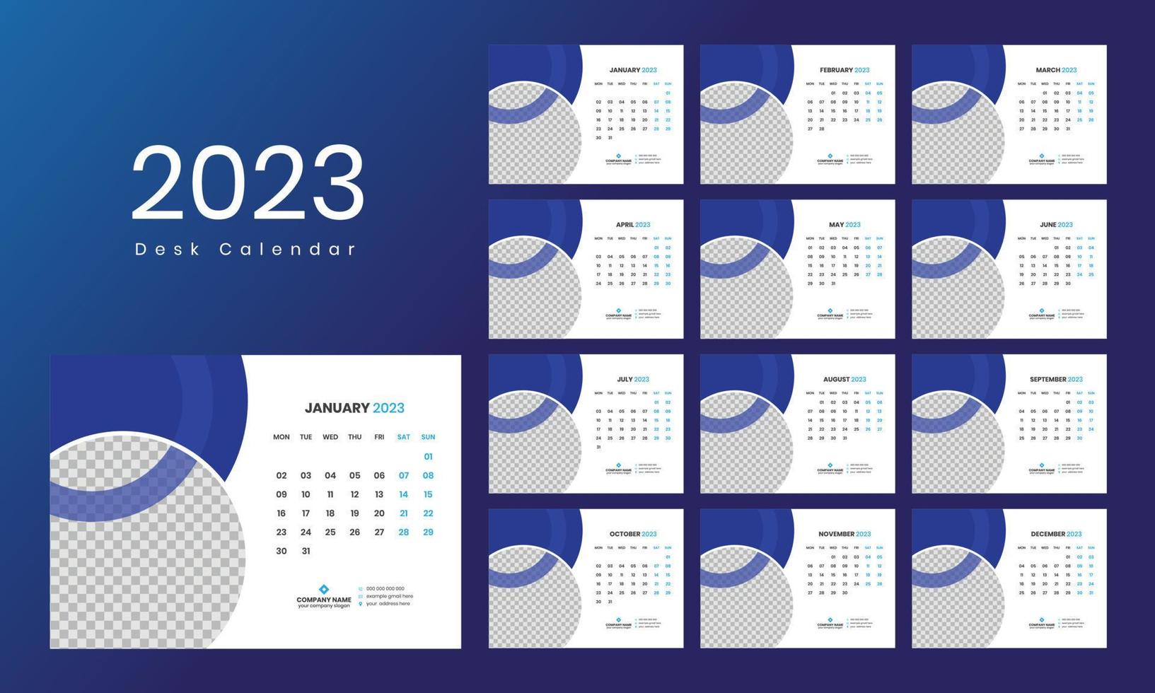 Desk Calendar Template 2023 vector