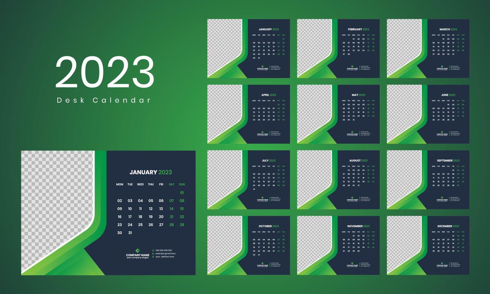 Desk Calendar Template 2023 vector