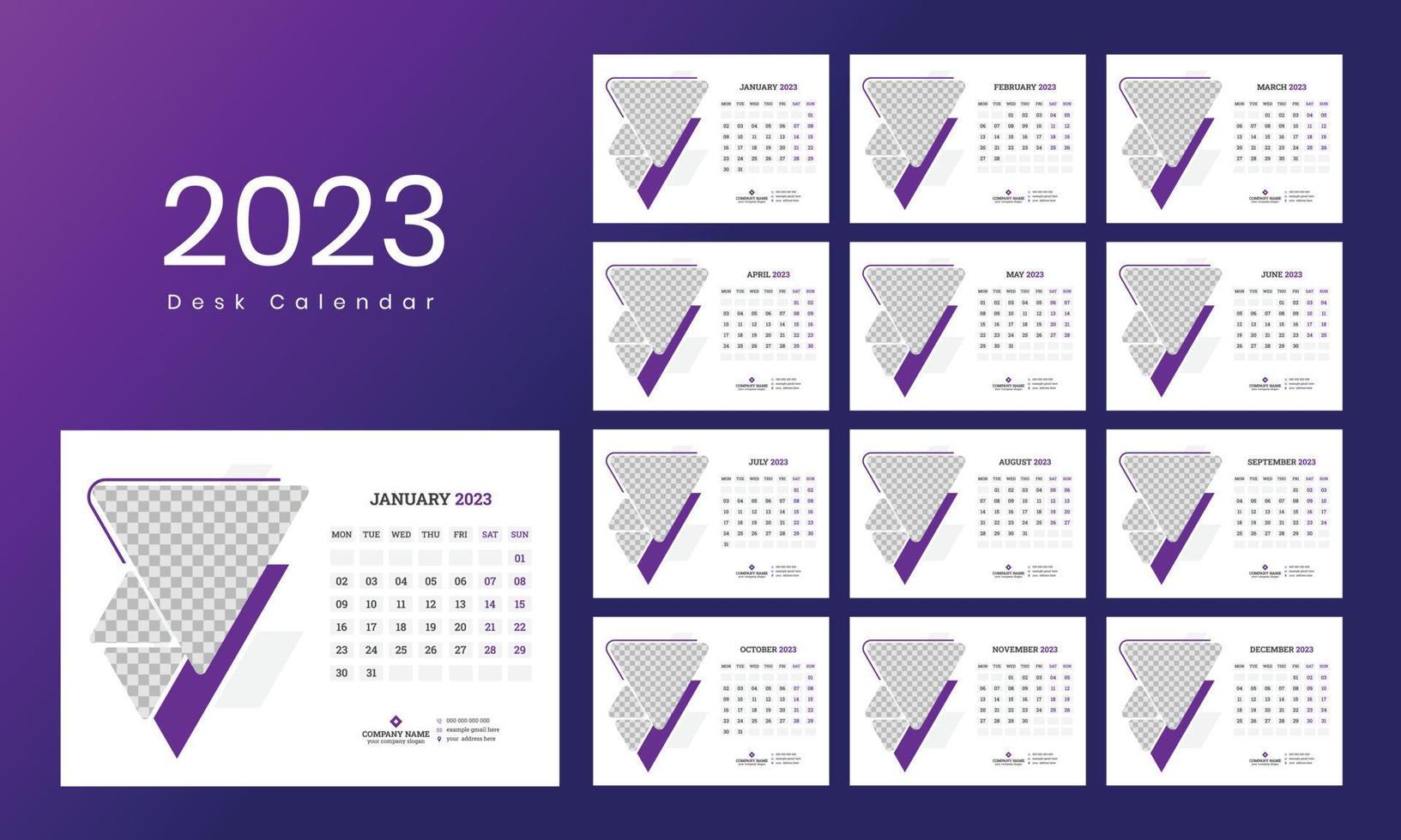 Desk Calendar Template 2023 vector