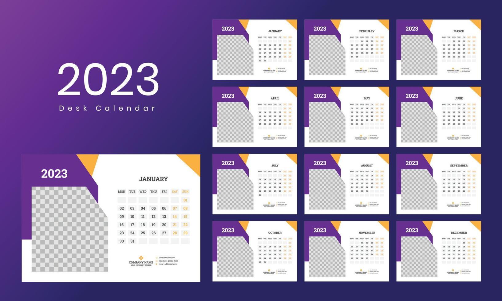 Desk Calendar Template 2023 vector