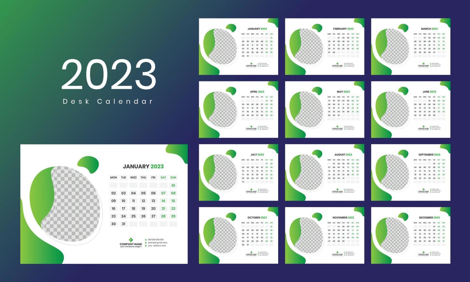 plantilla de calendario de escritorio 2023 vector