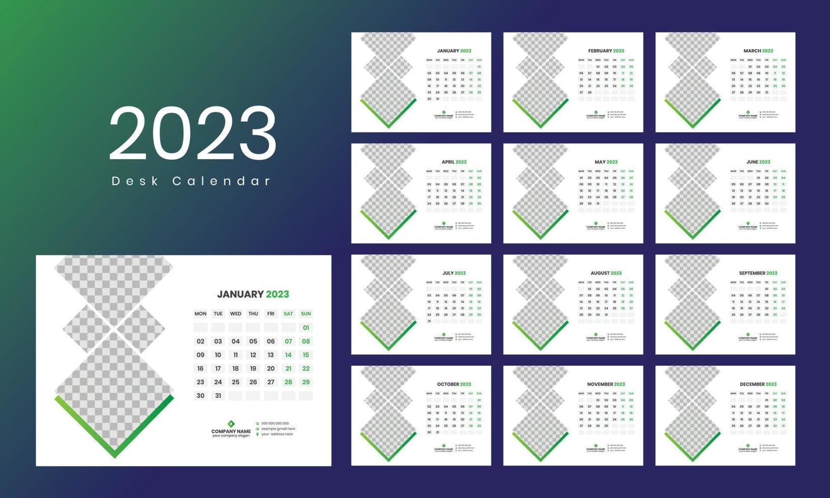 plantilla de calendario de escritorio 2023 vector