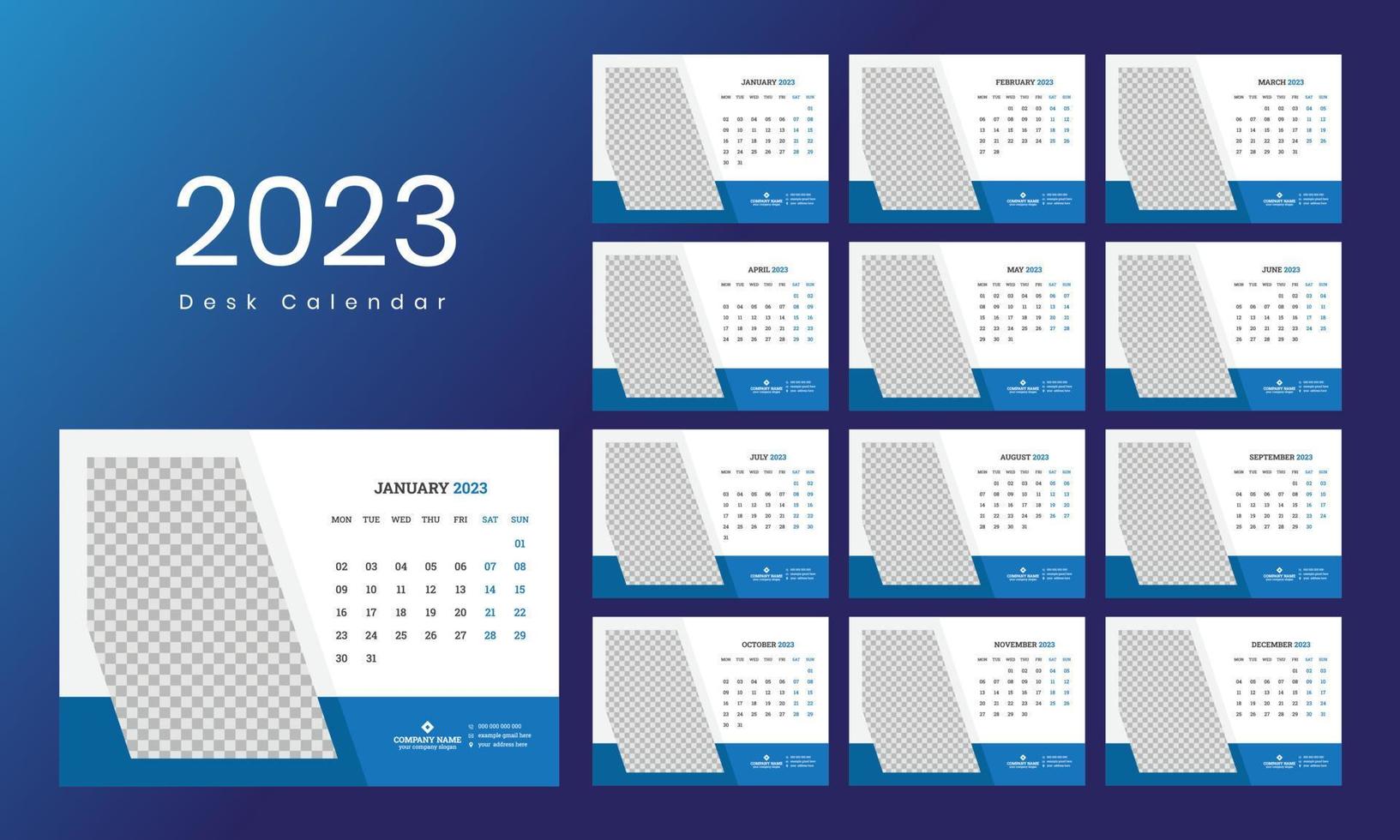 plantilla de calendario de escritorio 2023 vector