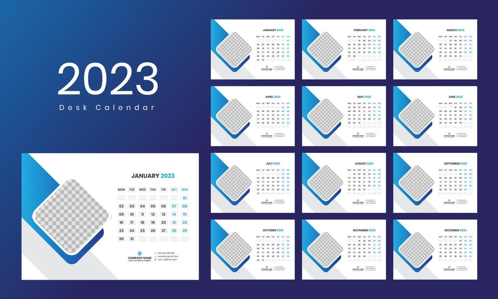 Desk Calendar Template 2023 vector