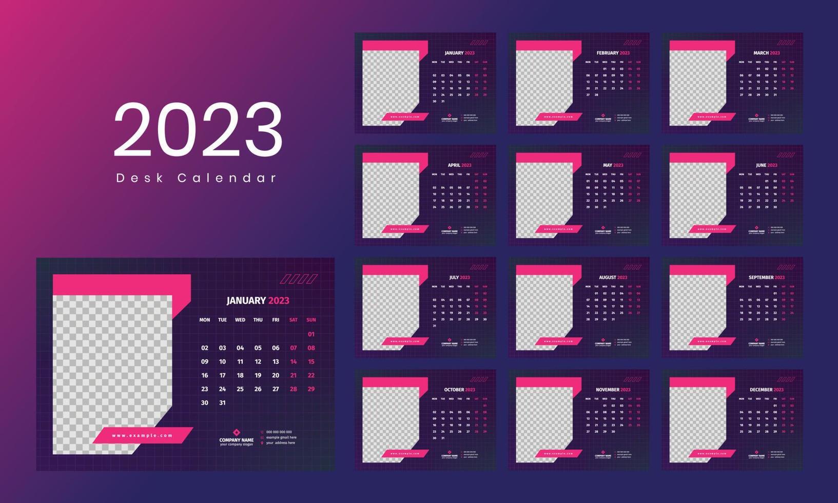 Desk Calendar Template 2023 vector