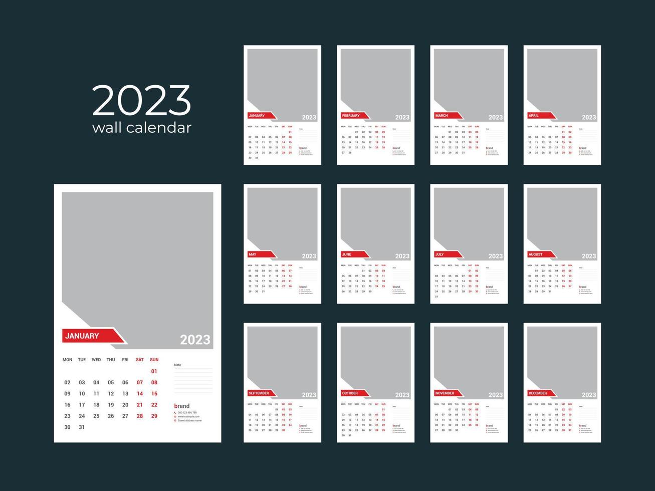 Wall Calendar 2023 vector