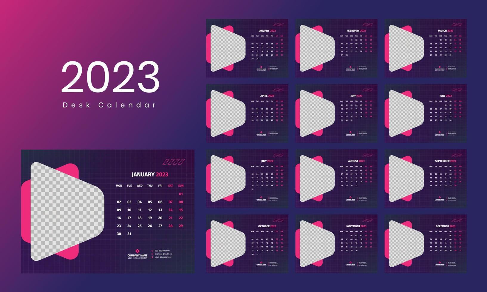 Desk Calendar Template 2023 vector