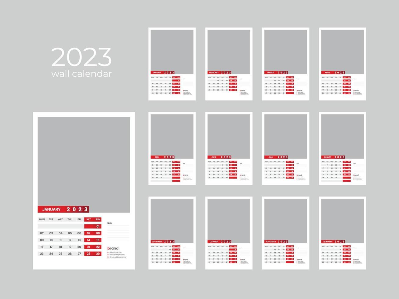 Wall Calendar 2023 vector
