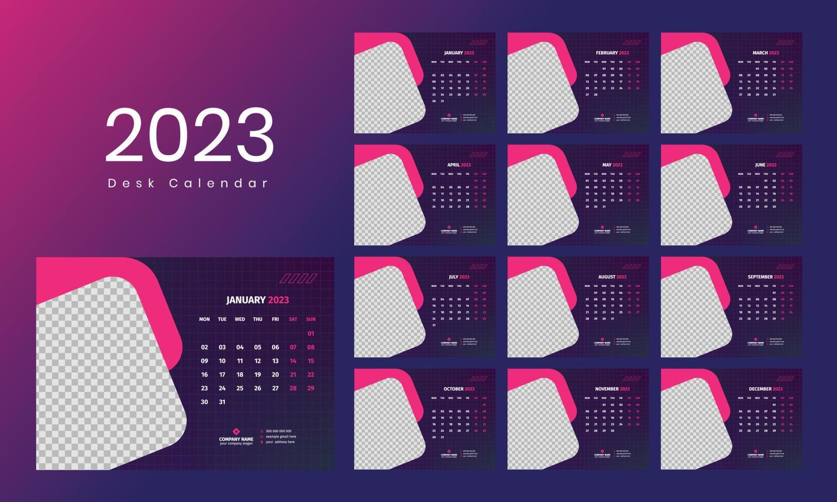 Desk Calendar Template 2023 vector