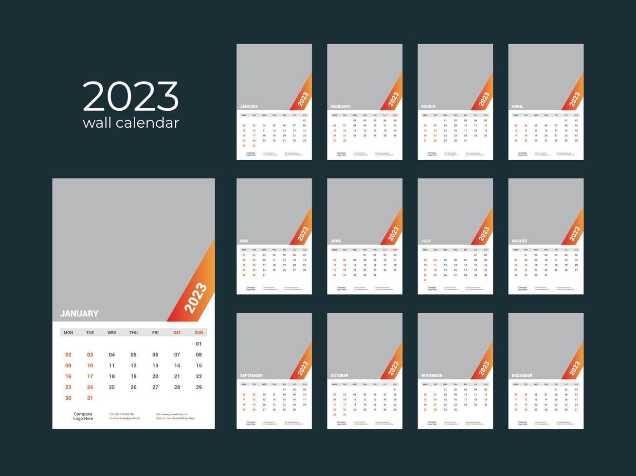 Wall Calendar 2023 vector