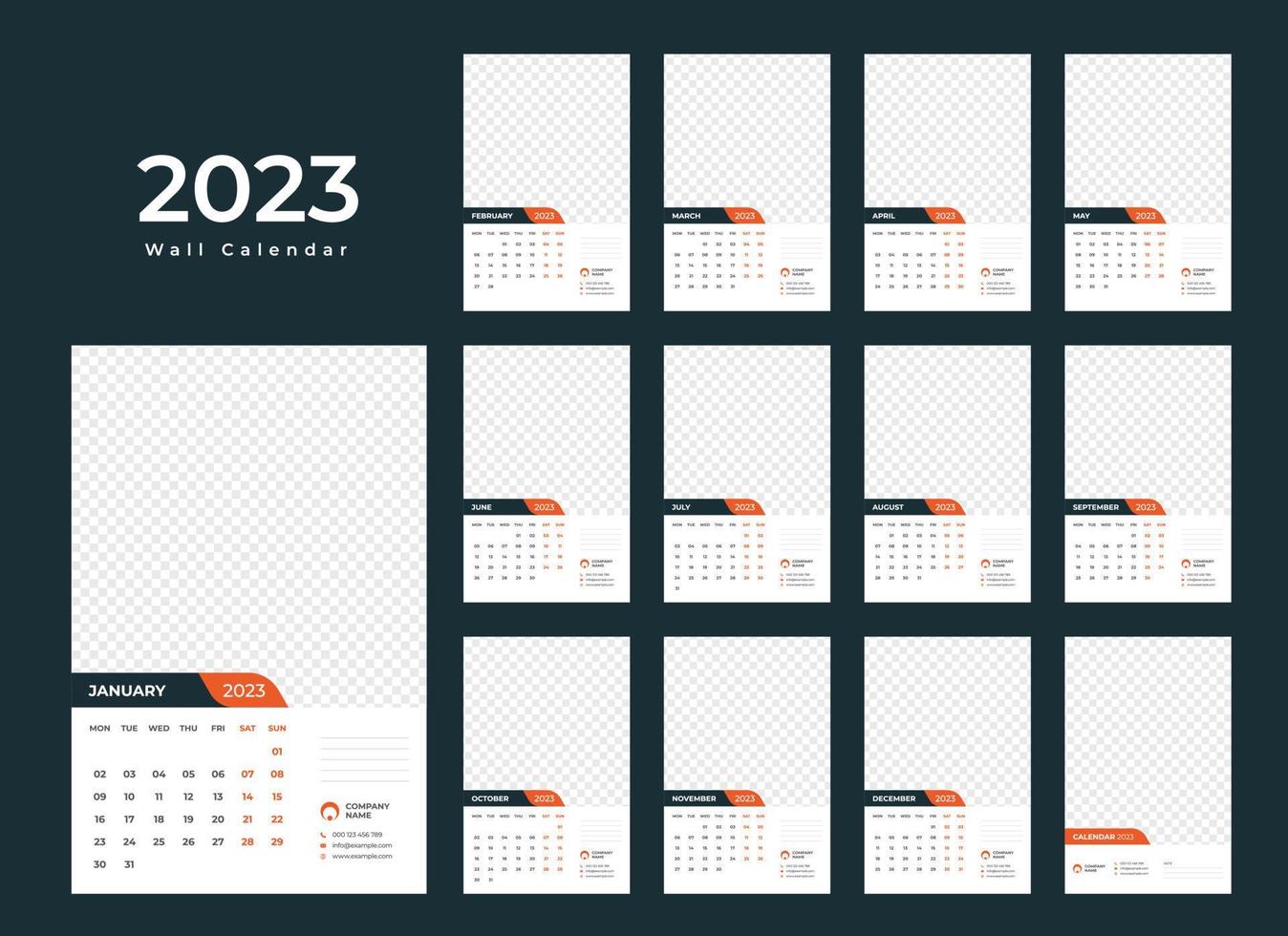 Wall Calendar 2023 vector