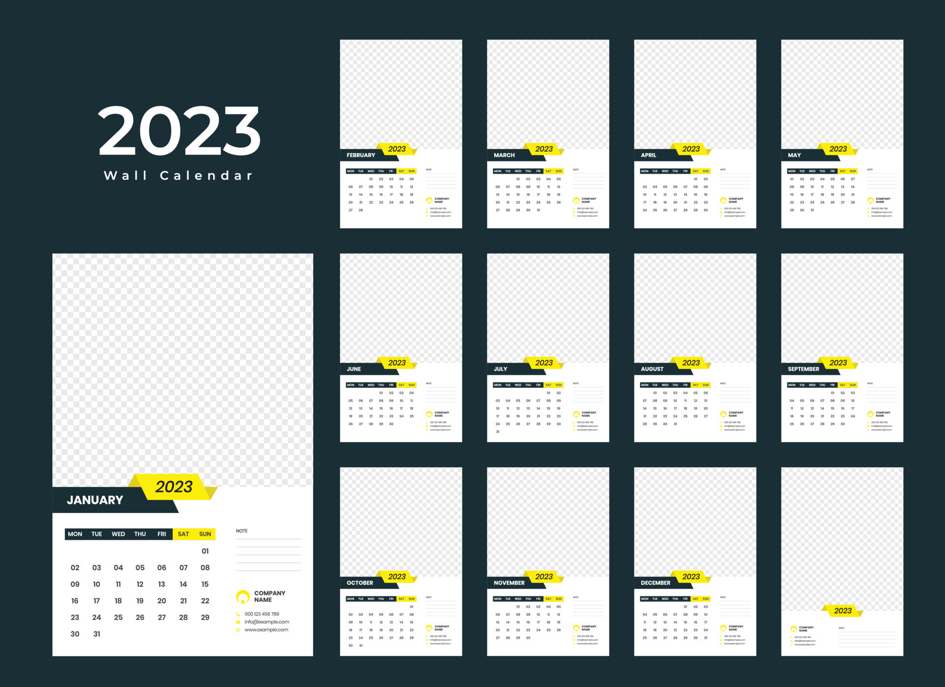 Wall Calendar 2023 13416594 Vector Art at Vecteezy