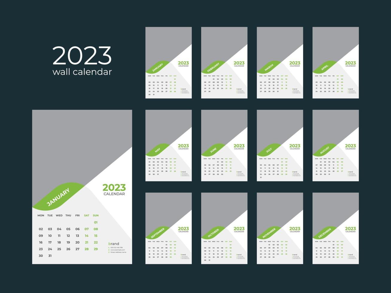 calendario de pared 2023 vector