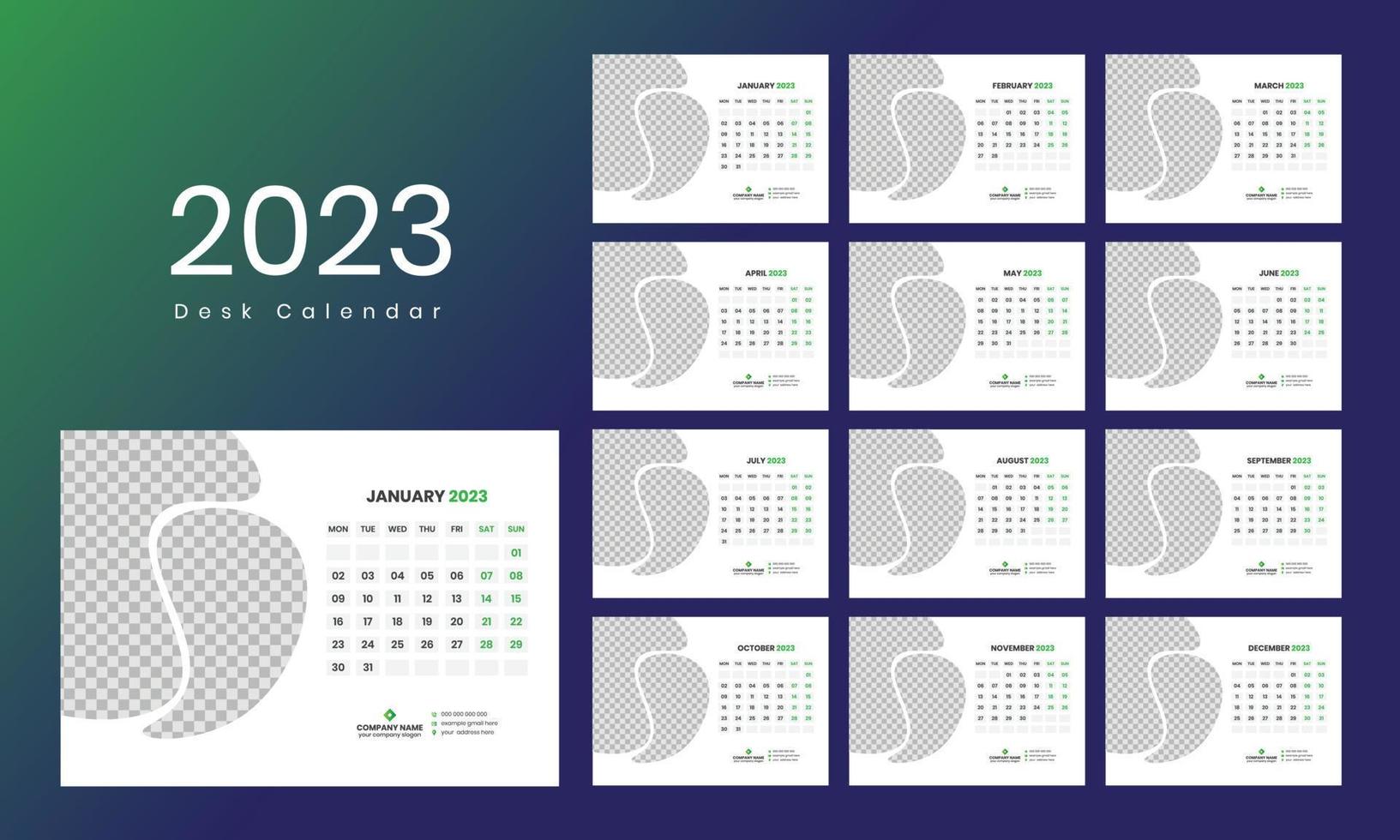 Desk Calendar Template 2023 vector