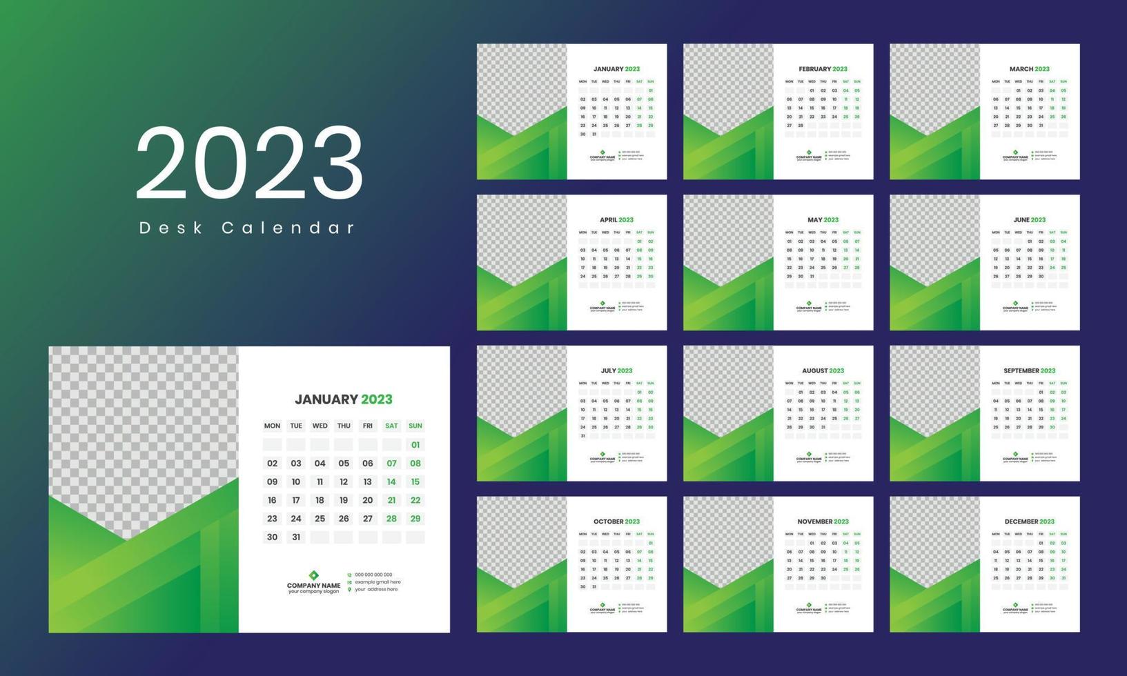 Desk Calendar Template 2023 vector