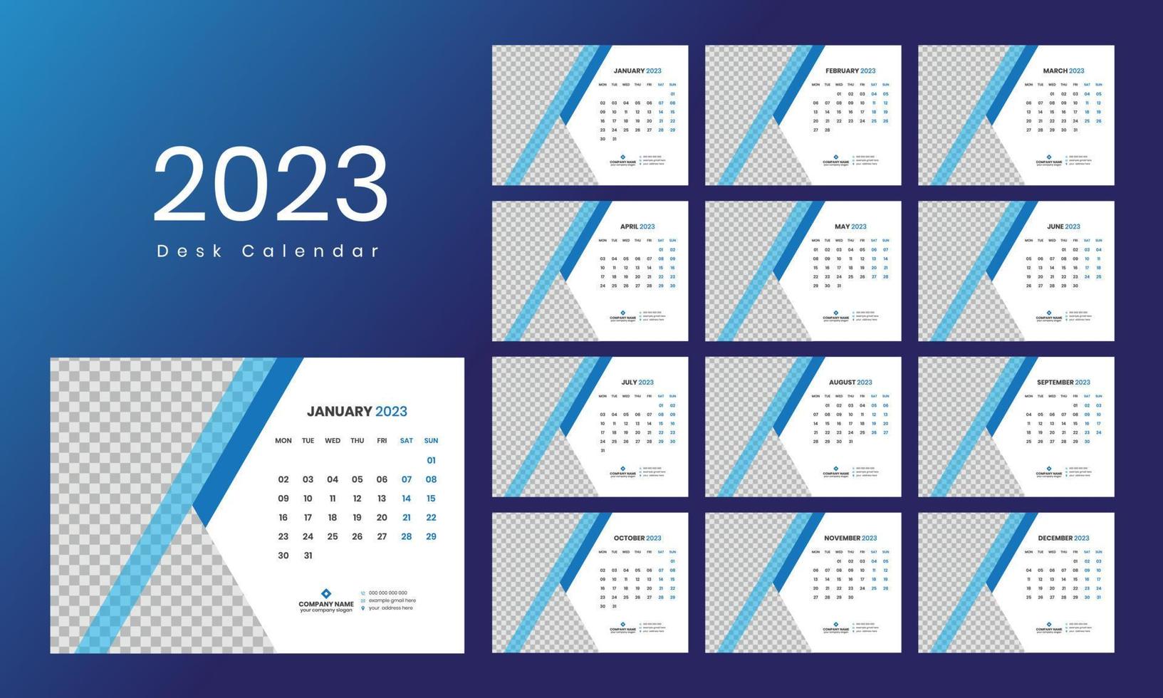 Desk Calendar Template 2023 vector