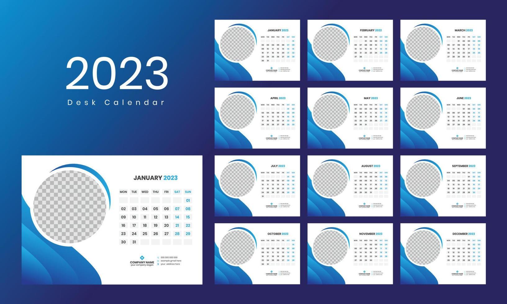 plantilla de calendario de escritorio 2023 vector