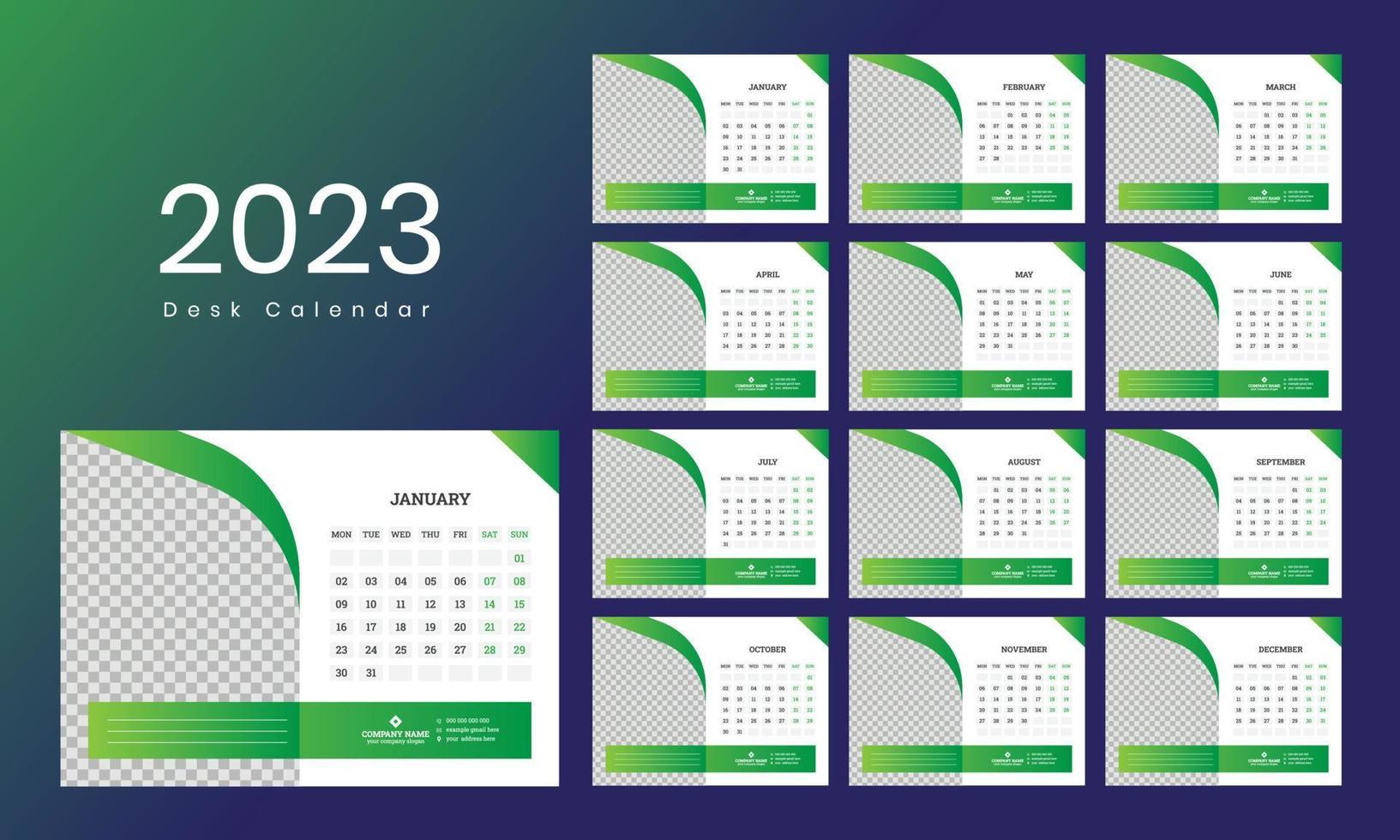 Desk Calendar Template 2023 vector