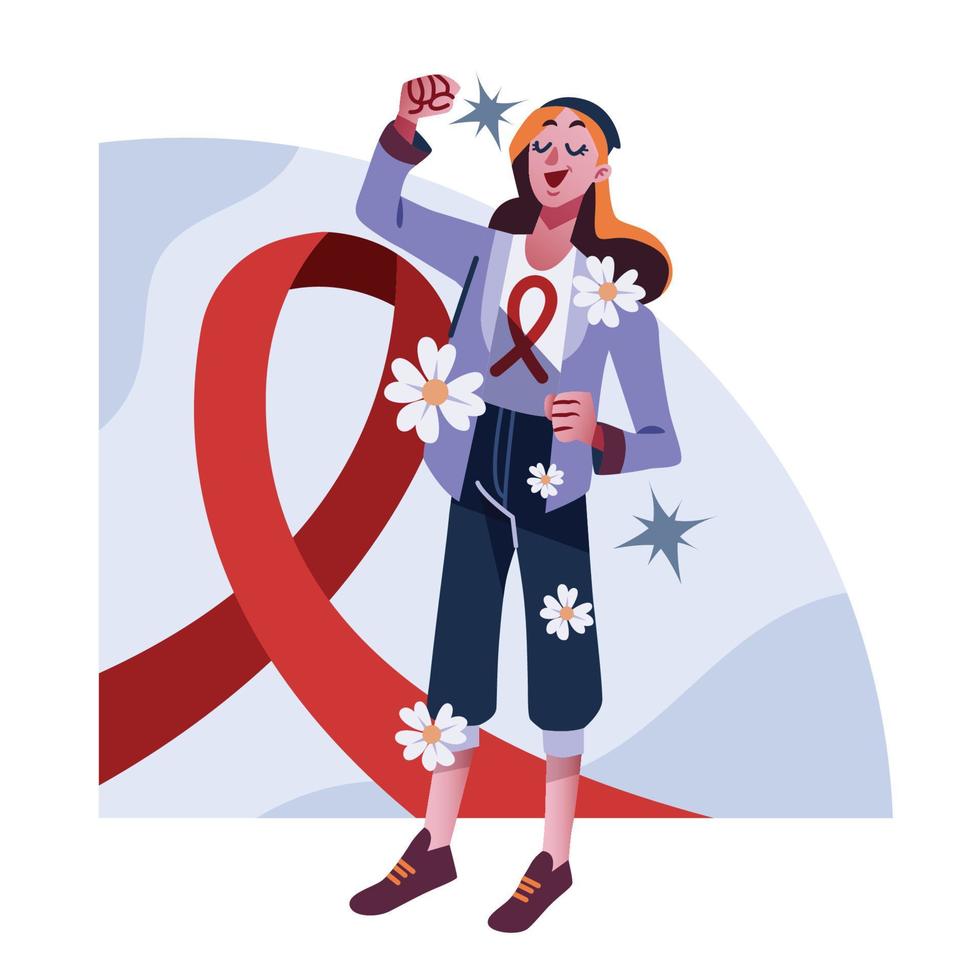 A Girl's Support On World Aids Day vector