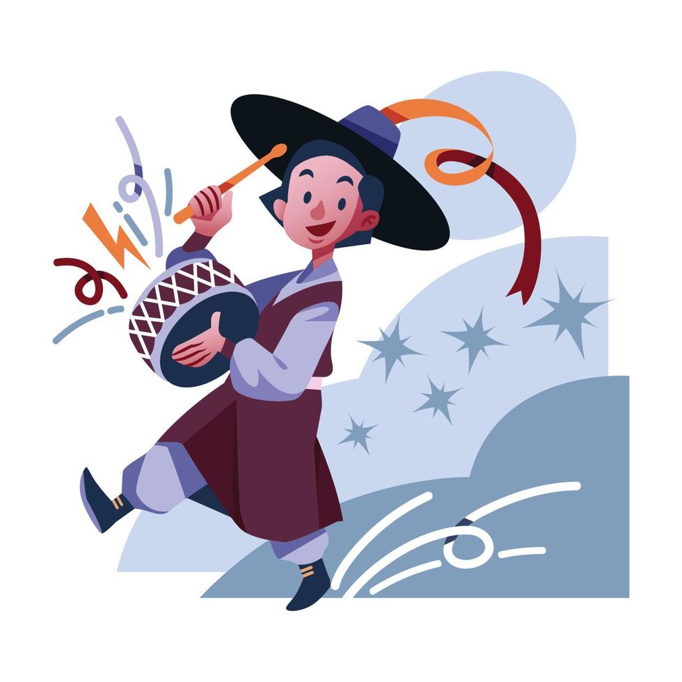 Korean Boy Celebrating Seollal Day vector