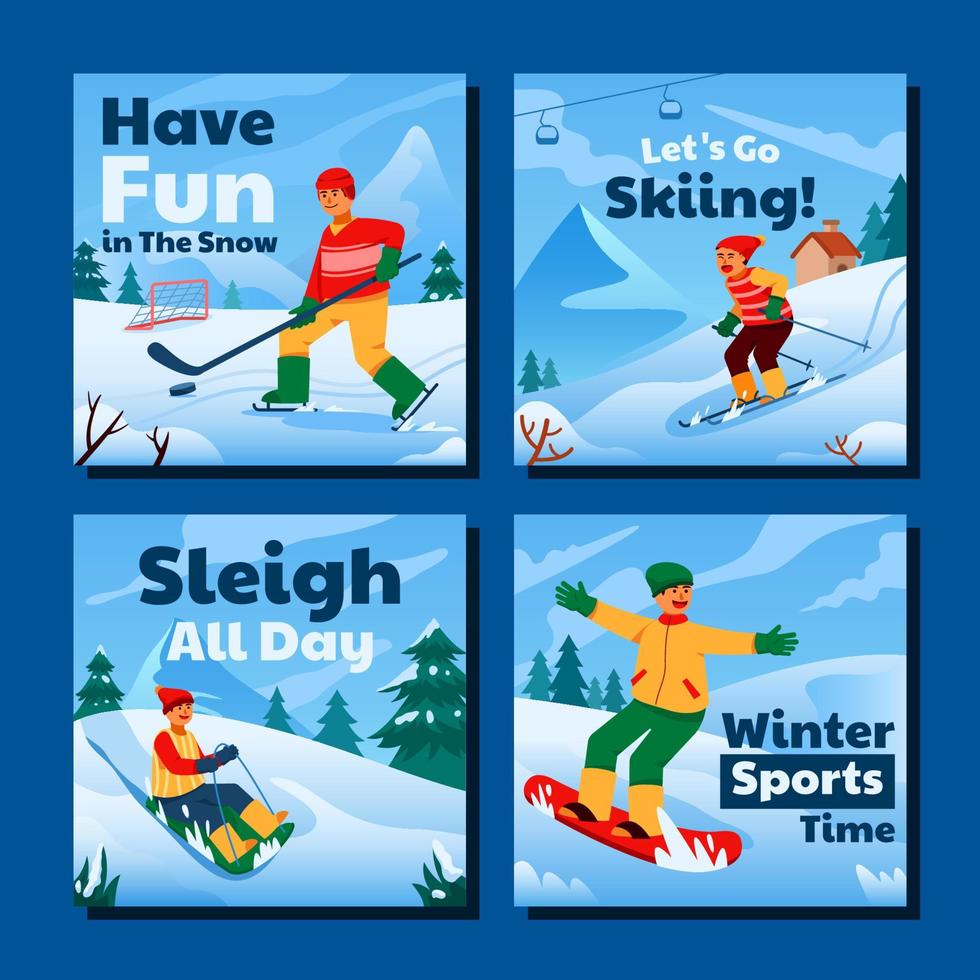 Winter Outdoor Sports Social Media Post vector