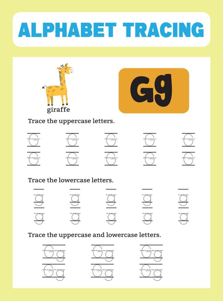 Alphabet tracing worksheet vector