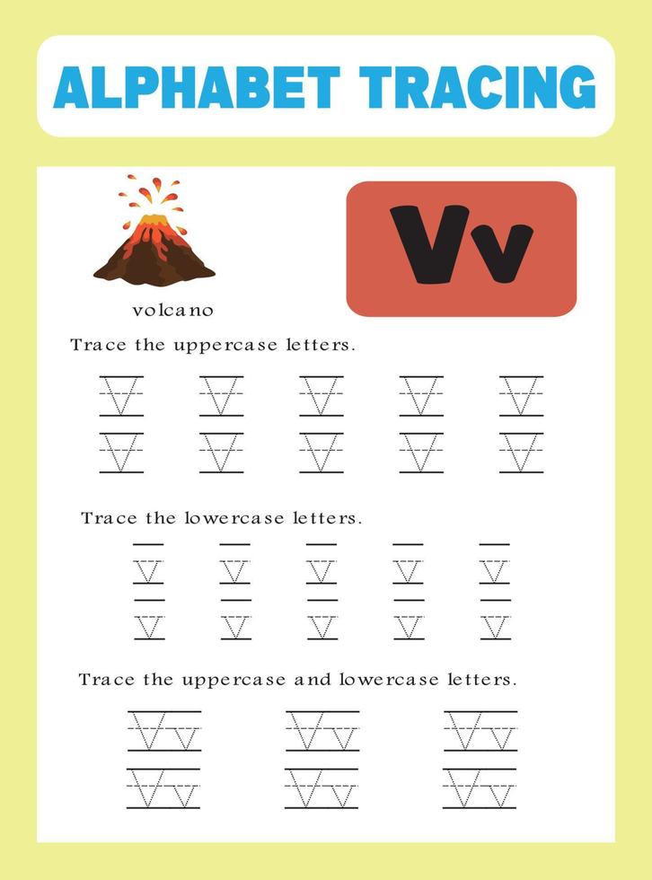 Alphabet tracing worksheet vector