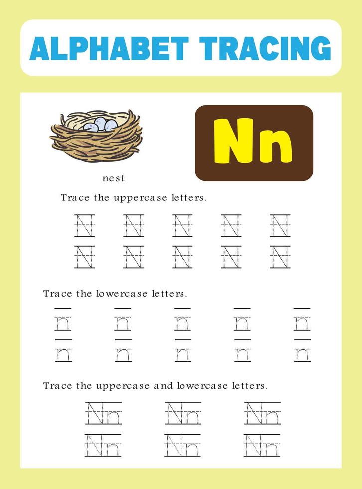 Alphabet tracing worksheet vector