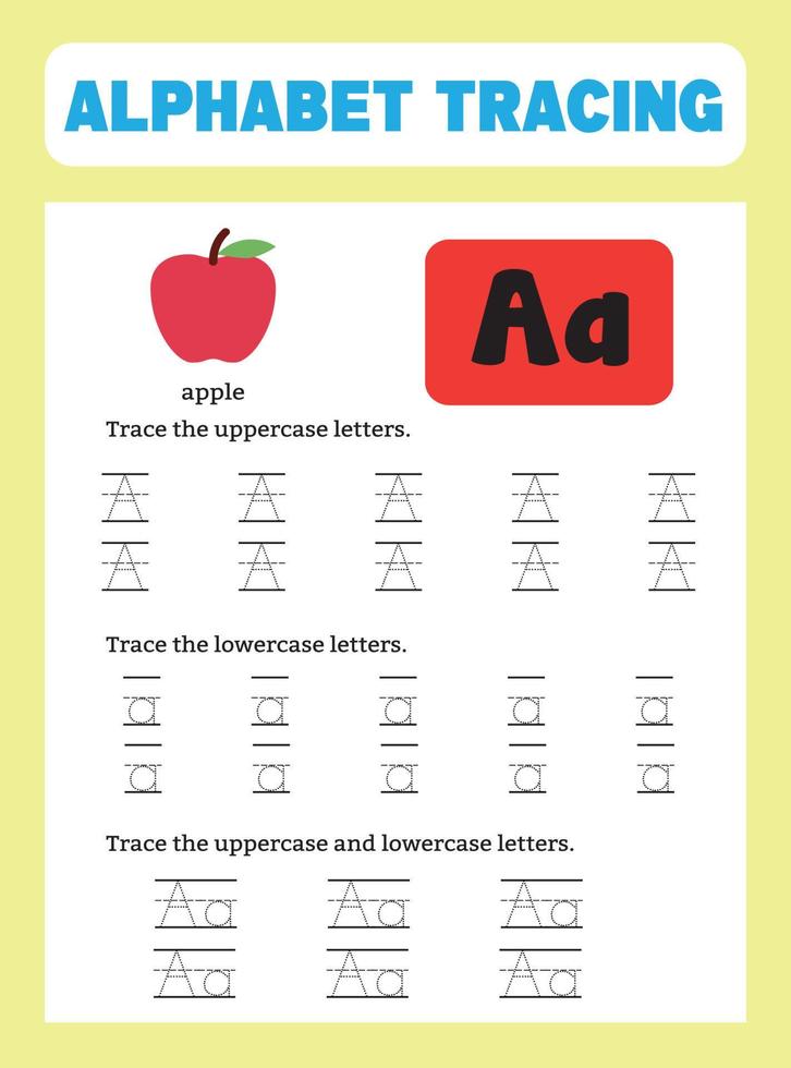 Alphabet tracing worksheet vector