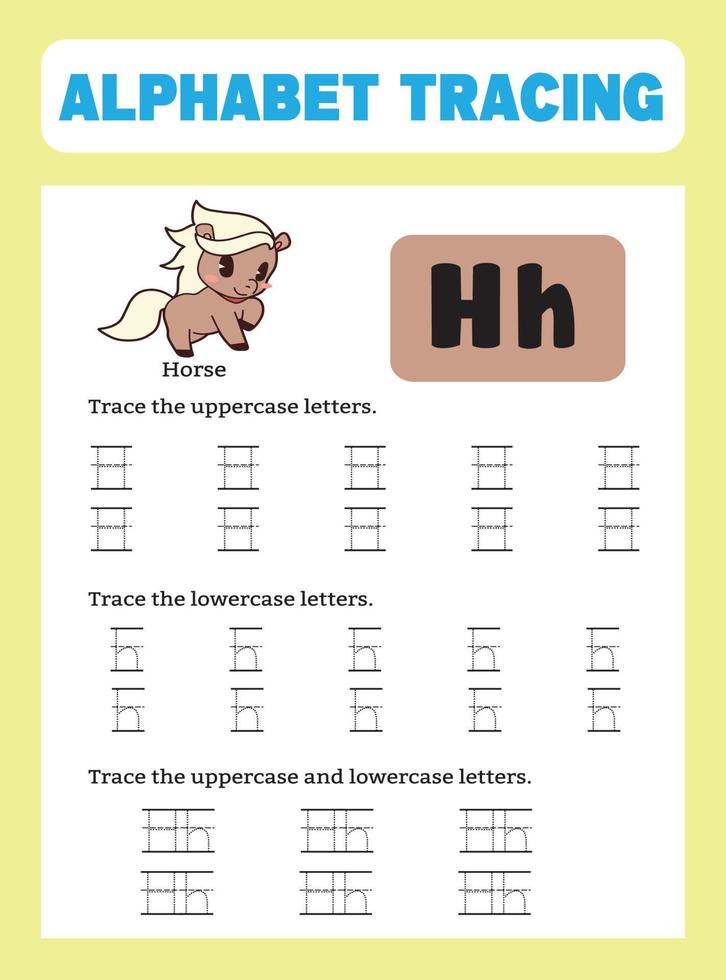 Alphabet tracing worksheet vector
