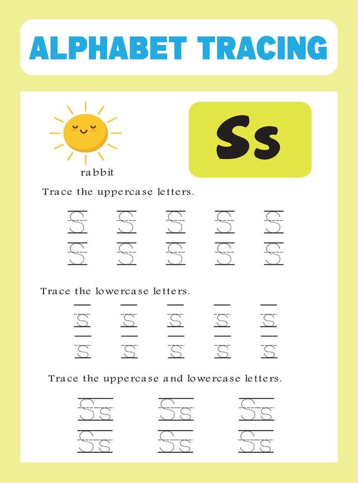 Alphabet tracing worksheet vector