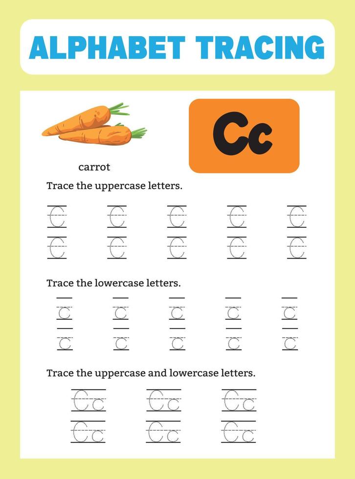 Alphabet tracing worksheet vector