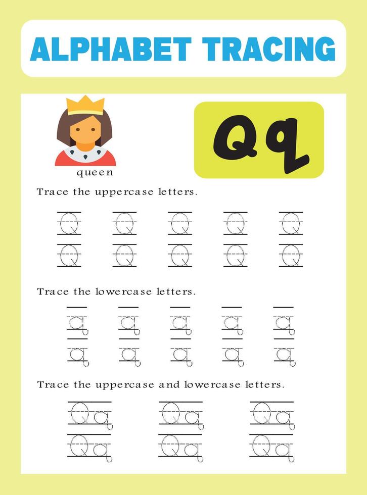 Alphabet tracing worksheet vector