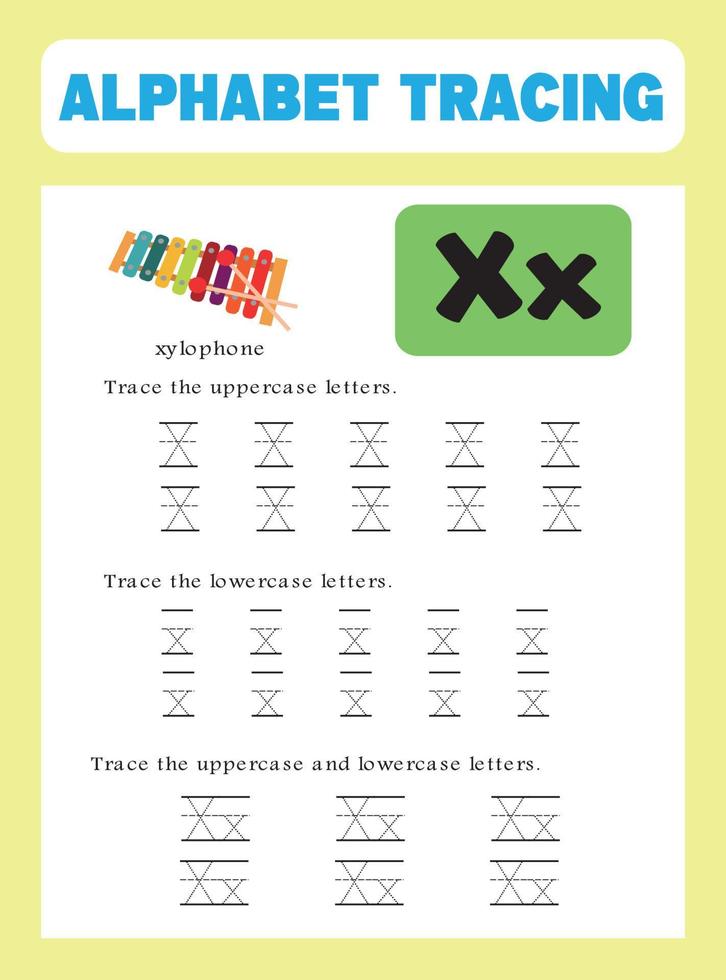 Alphabet tracing worksheet vector