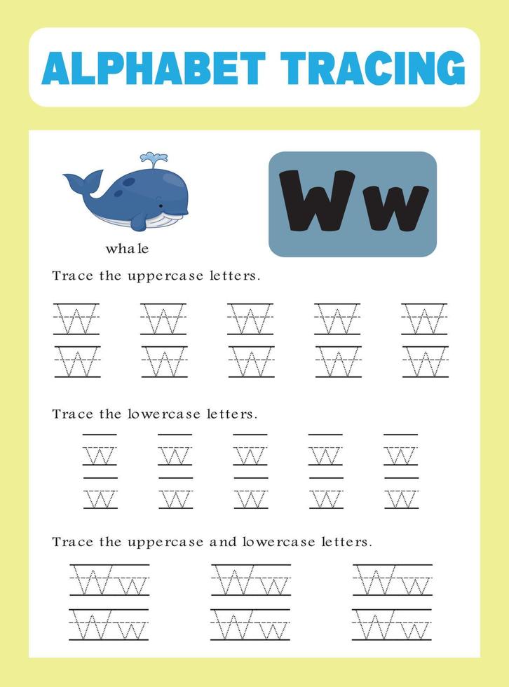 Alphabet tracing worksheet vector