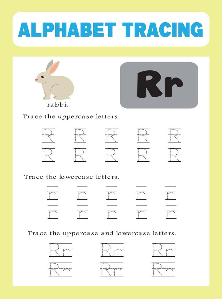 Alphabet tracing worksheet vector