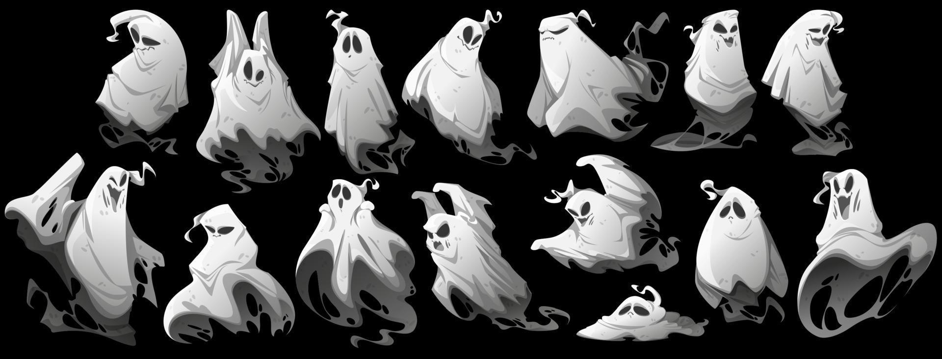 Halloween set with ghost characters vector