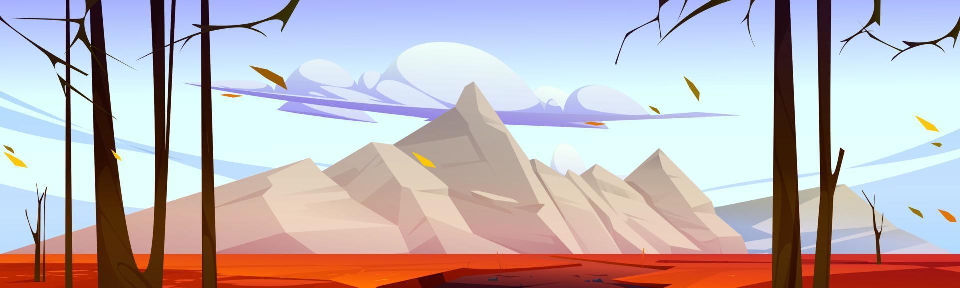 Autumn valley with mountains and orange grass vector