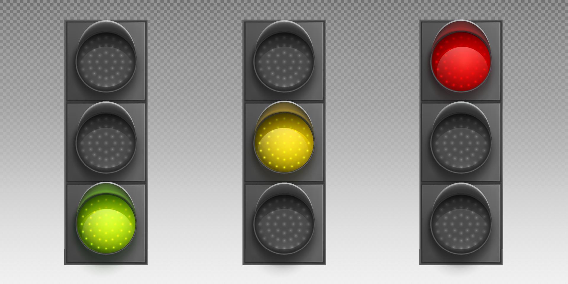 semáforo con lámparas led, verde, amarillo o rojo vector